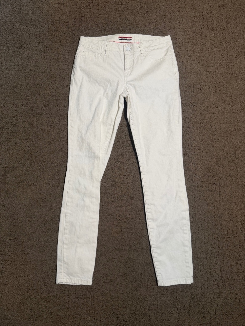 Tommy Hilfiger Women's Skinny Jeans 4 White Denim Red White Blue Accent Stretch